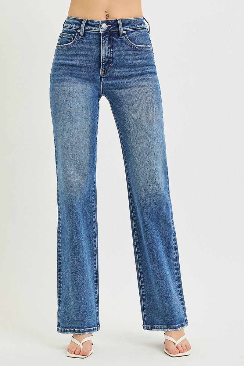 RISEN: Tummy Control High Rise Straight Jeans