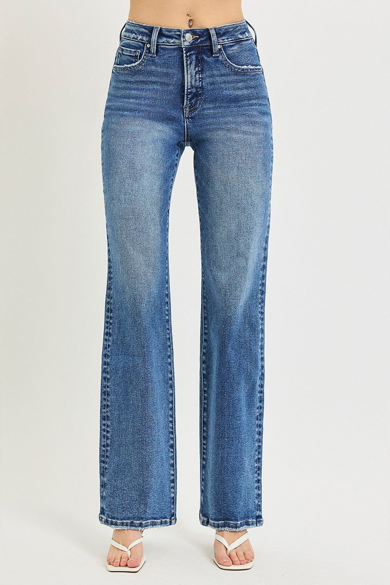 RISEN: Tummy Control High Rise Straight Jeans