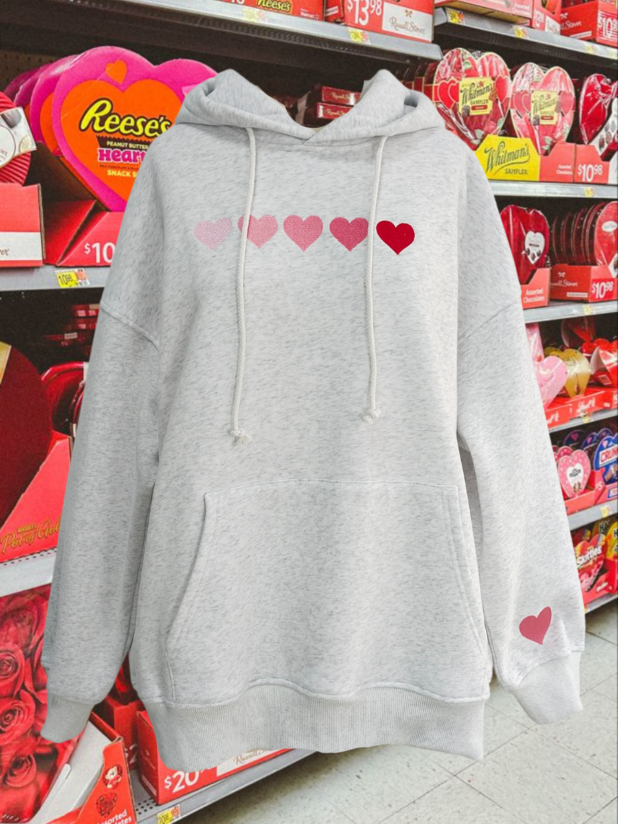 Sunkissed Coconut Ombre Hearts Embroider Hoodie