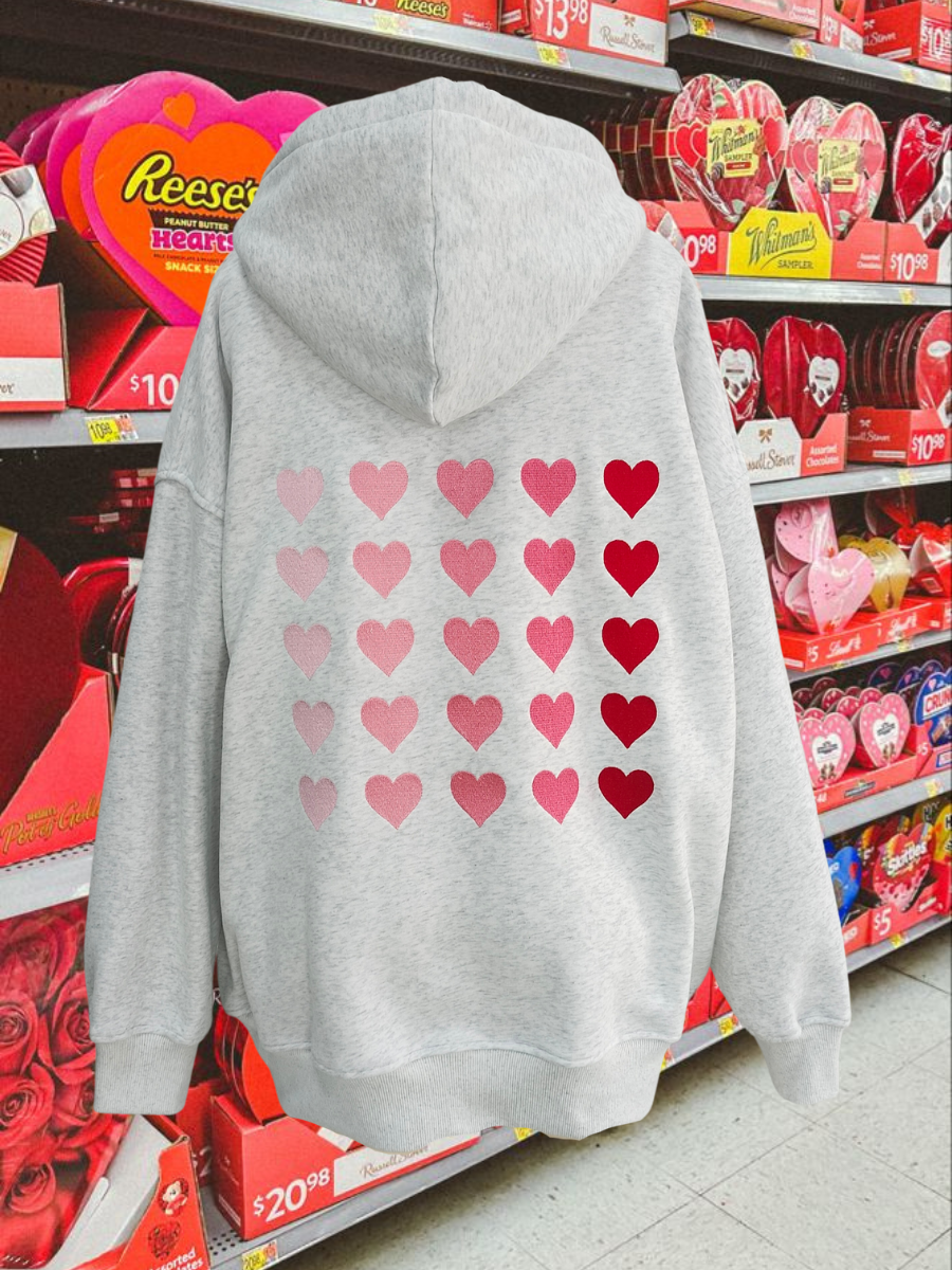 Sunkissed Coconut Ombre Hearts Embroider Hoodie